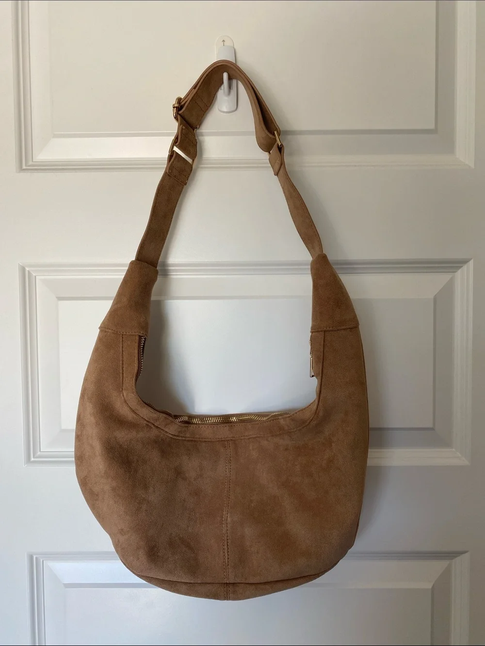 Suede Hobo Shoulder Bag in Brown